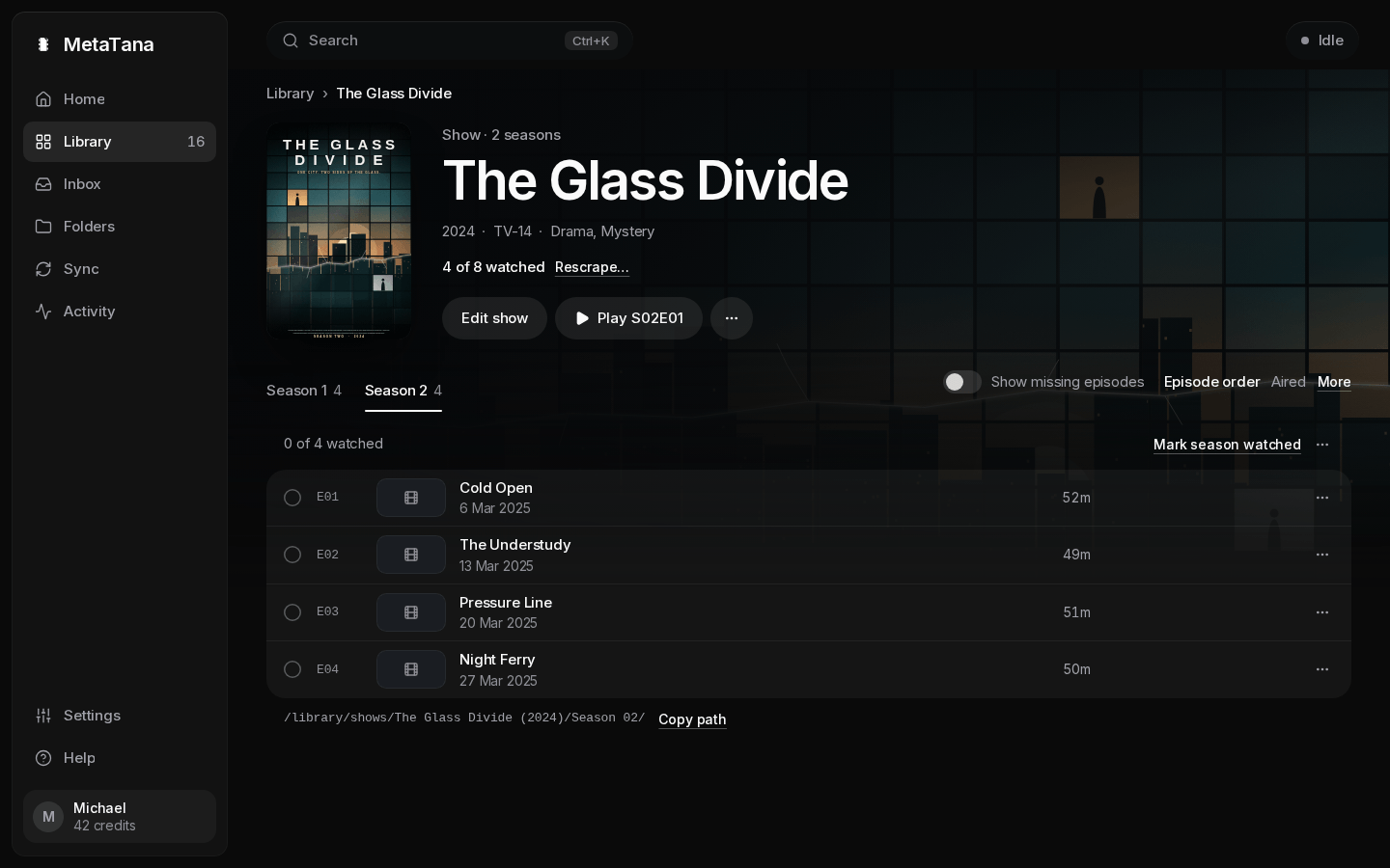 A show's page with the Episode order control (Aired, DVD, Absolute) above the season list and its episodes.